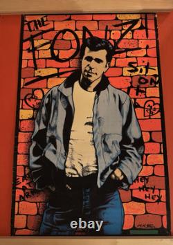 Rare Happy Days Fonz Black Light Poster