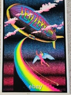 Rare Led Zeppelin Stairway To Heaven Flocked Velvet Blacklight Poster 1970s