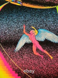 Rare Led Zeppelin Stairway To Heaven Flocked Velvet Blacklight Poster 1970s