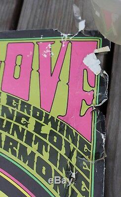 Rare Original 1967 Flower Love Connie C. Keelan Blacklight Poster Psychedelic