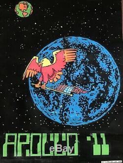 Rare Original Vintage 1969 Apollo 11 Blacklight Poster, Nasa Eagle Has Landed