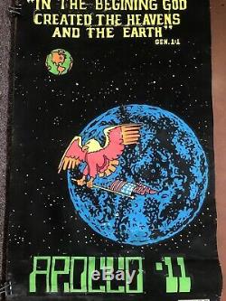 Rare Original Vintage 1969 Apollo 11 Blacklight Poster, Nasa Eagle Has Landed