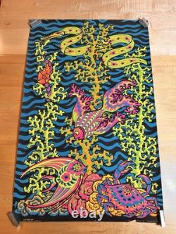 Rare VTG 1968 Orlando Macbeth Third Eye Black light Poster Coral Reef 710 33x21