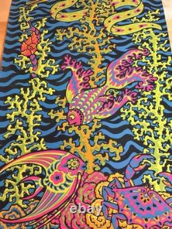 Rare VTG 1968 Orlando Macbeth Third Eye Black light Poster Coral Reef 710 33x21