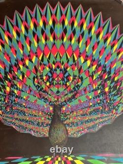 Rare VTG 1969 Wespac Nancy Parker Peacock Black Light Poster 26x22