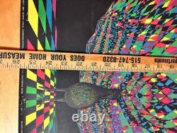 Rare VTG 1969 Wespac Nancy Parker Peacock Black Light Poster 26x22