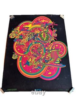 Rare VTG 1970 Funky Features Spaceways Black light Poster 26x20