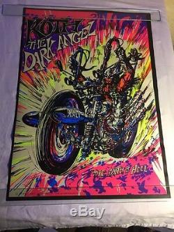 Rare VTG NOS Koth The Dark Angel Motorcycle Blacklight Poster Western Graphics