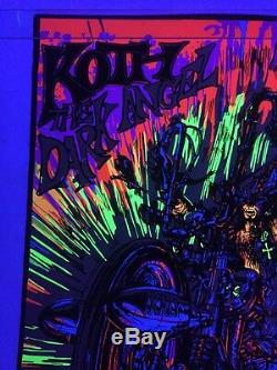 Rare VTG NOS Koth The Dark Angel Motorcycle Blacklight Poster Western Graphics