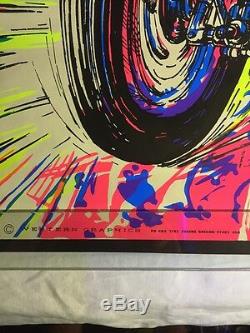 Rare VTG NOS Koth The Dark Angel Motorcycle Blacklight Poster Western Graphics