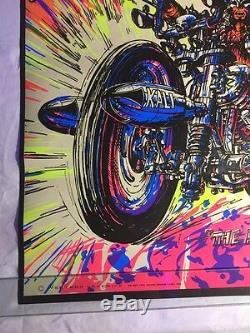 Rare VTG NOS Koth The Dark Angel Motorcycle Blacklight Poster Western Graphics