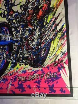 Rare VTG NOS Koth The Dark Angel Motorcycle Blacklight Poster Western Graphics