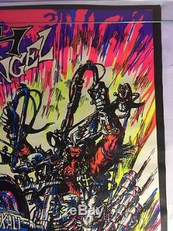 Rare VTG NOS Koth The Dark Angel Motorcycle Blacklight Poster Western Graphics