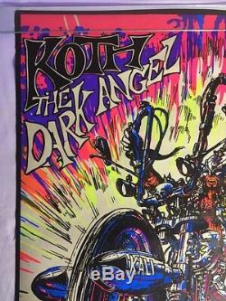 Rare VTG NOS Koth The Dark Angel Motorcycle Blacklight Poster Western Graphics