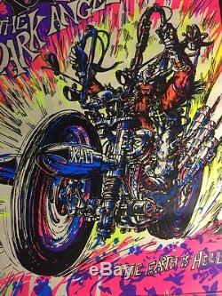 Rare VTG NOS Koth The Dark Angel Motorcycle Blacklight Poster Western Graphics