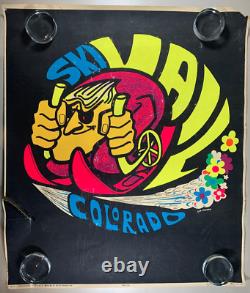 Rare Vintage 1969 Ski Vail Colorado Blacklight Poster Sir Richard RJ Thompson