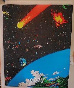 Rare Vintage 1971 Blacklight Outer Space Poster Houston Blacklight Distribution