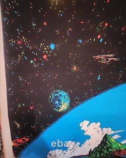 Rare Vintage 1971 Blacklight Outer Space Poster Houston Blacklight Distribution