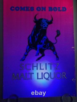 Rare Vintage 1972 Schlitz Malt Liquor Comes On Bold 20x30 Blacklight Poster