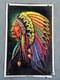 Rare Vintage 1972 Velva-print Pp 14-15 Indian Chief Velvet Blacklight Poster