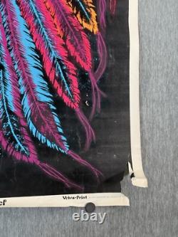 Rare Vintage 1972 Velva-Print PP 14-15 Indian Chief Velvet Blacklight Poster