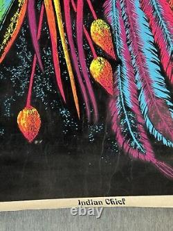 Rare Vintage 1972 Velva-Print PP 14-15 Indian Chief Velvet Blacklight Poster