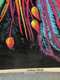Rare Vintage 1972 Velva-Print PP 14-15 Indian Chief Velvet Blacklight Poster