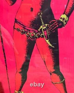 Rare Vintage Dead Stock 1970 Afro African War Queen Blacklight Poster Art Boho