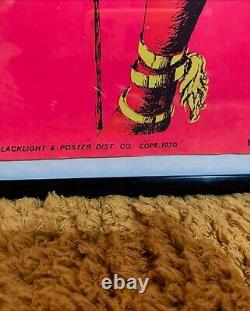 Rare Vintage Dead Stock 1970 Afro African War Queen Blacklight Poster Art Boho