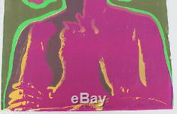 Rare Vintage Jan Stussy Signed Abstract Psychedelic Woman Blacklight Art Poster