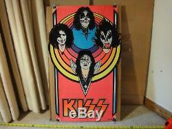 Rare! Vintage KISS 1976 Aucoin, M. H. Stein, flocked blacklight rock band poster