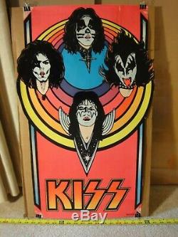 Rare! Vintage KISS 1976 Aucoin, M. H. Stein, flocked blacklight rock band poster