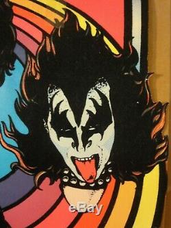 Rare! Vintage KISS 1976 Aucoin, M. H. Stein, flocked blacklight rock band poster