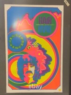 Rare Vintage Original Hair 1960's Blacklight Poster New Old Stock Rock Musical
