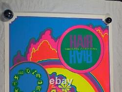 Rare Vintage Original Hair 60's Blacklight Poster Tribal Love Rock Music 35X23