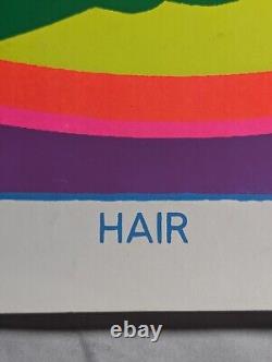 Rare Vintage Original Hair 60's Blacklight Poster Tribal Love Rock Music 35X23