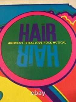 Rare Vintage Original Hair 60s Blacklight Poster Tribal Love Rock Music 35X23