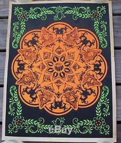 Rare Vintage Peace Blacklight Poster Psychedelic Black Light 22.5 x 17.5 60s