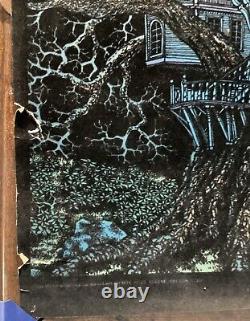 Rare Vintage Velvet Blacklight Poster Haunted Tree House #675 Western Graphic