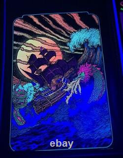 Rare Vintage Western Graphics Sea Monster Attacking Ship Blacklight Poster