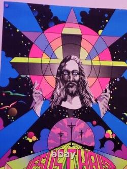 Rare Vtg 1971 JESUS CHRIST SUPERSTAR Black Light Poster Hippie Psychedelic
