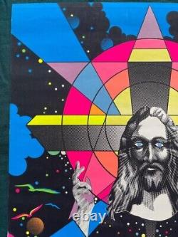 Rare Vtg 1971 JESUS CHRIST SUPERSTAR Black Light Poster Hippie Psychedelic