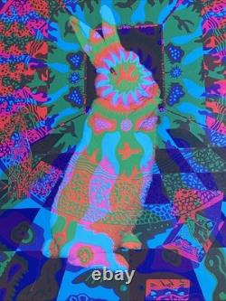Rare Vtg White Rabbit In Wonderland East Totem West McHugh Blacklight