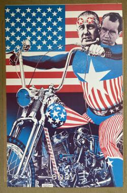 Richard Nixon Chopper Poster Original Vintage Bob Dará Agnew Blacklight 1970s US