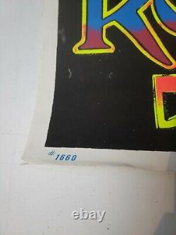 Rock and Roll VINTAGE flocked blacklight poster scorpio press 1985