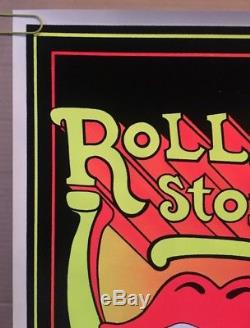 Rolling Stones Original Vintage Blacklight Poster Psychedelic Tongue Pin-up 70s