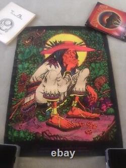 SAN MEZCALITO VINTAGE 1970's BLACKLIGHT HEADSHOP POSTER By RICK GRIFFIN 29 X22