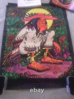 SAN MEZCALITO VINTAGE 1970's BLACKLIGHT HEADSHOP POSTER By RICK GRIFFIN 29 X22