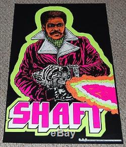 SHAFT Machine Gun Blacklight Poster 1973 movie Black Power Pride Blaxploitation