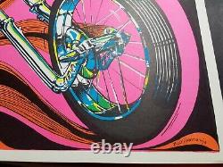 SKELETON BIKER MOTORCYCLE VINTAGE 1973 BLACKLIGHT POSTER By BILL HOORMAN NICE